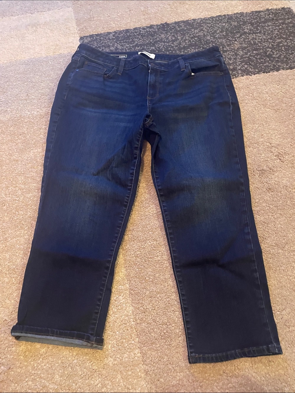 Dark Blue Women's Straight-Leg Jeans Capris